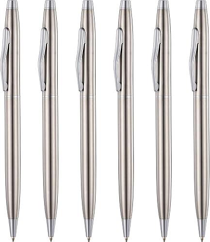 ChaoQ 6 bolígrafos de punta media de tinta negra, punta media de 0.039 in, acero inoxidable, para bolígrafos de regalo, escuela, negocios, oficina,
