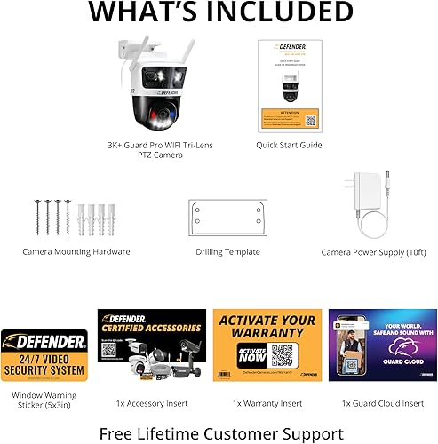 Miniatura 9 de Defender Cámara de seguridad para exteriores, 3 en 1, cámara de visión inteligente 3 en 1, zoom 8X, detección de IA humanavehículo, LED azulrojo,