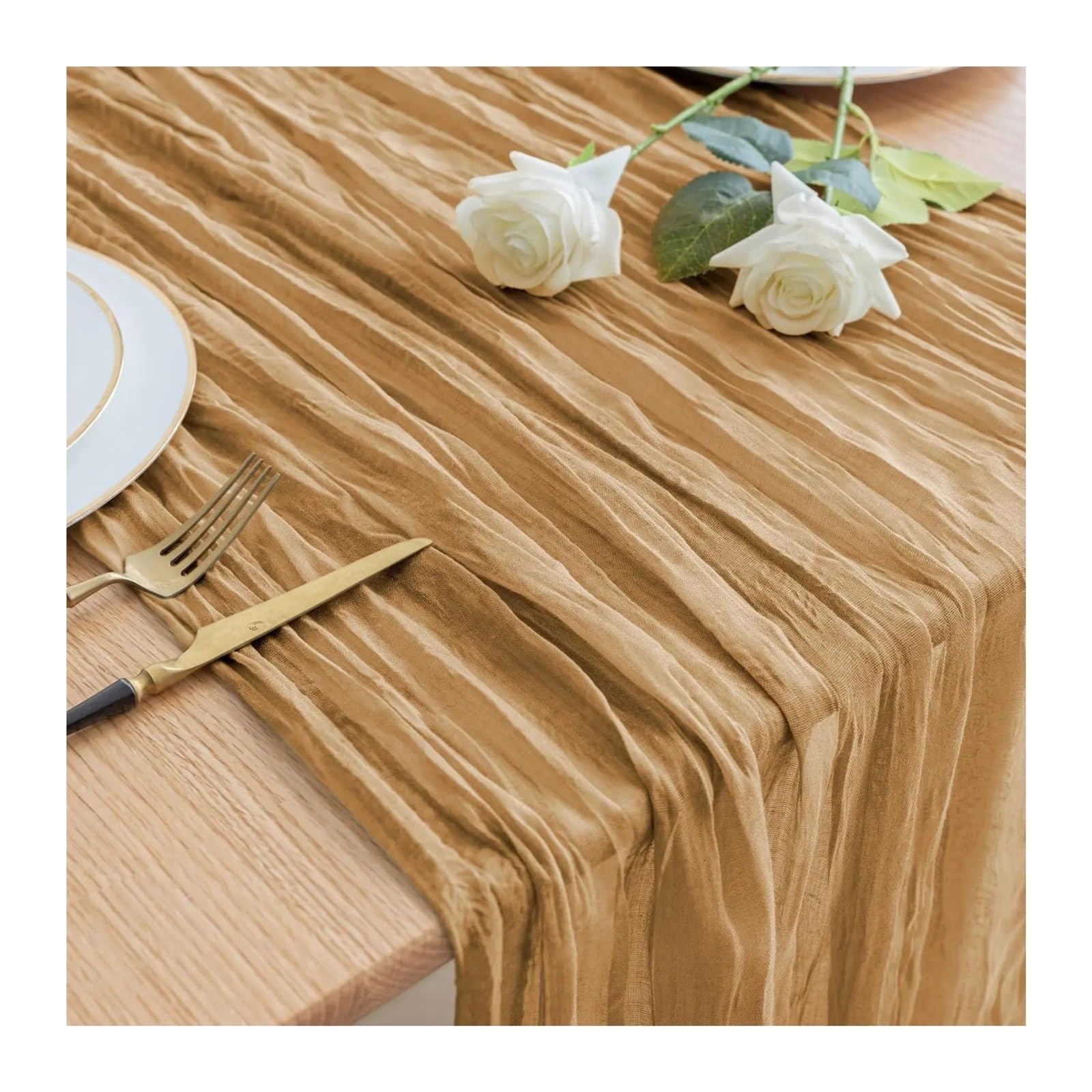 Cheesecloth Table Runner Cheesecloth Table Runner Wedding Vintage Gauze Sheer Decor Dining Party Banquets Arch Overlay Draping Cake(Kurkuma,6PCS 50x50cm napkin)