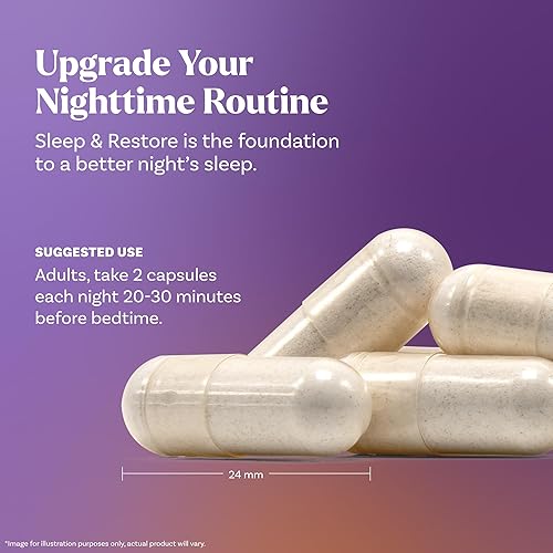 Miniatura 7 de Natrol Cápsulas Sleep & Restore con glicinato de magnesio 100 mg, GABA, esencial para tu sueño reparador definitivo, sin melatonina, suministro para