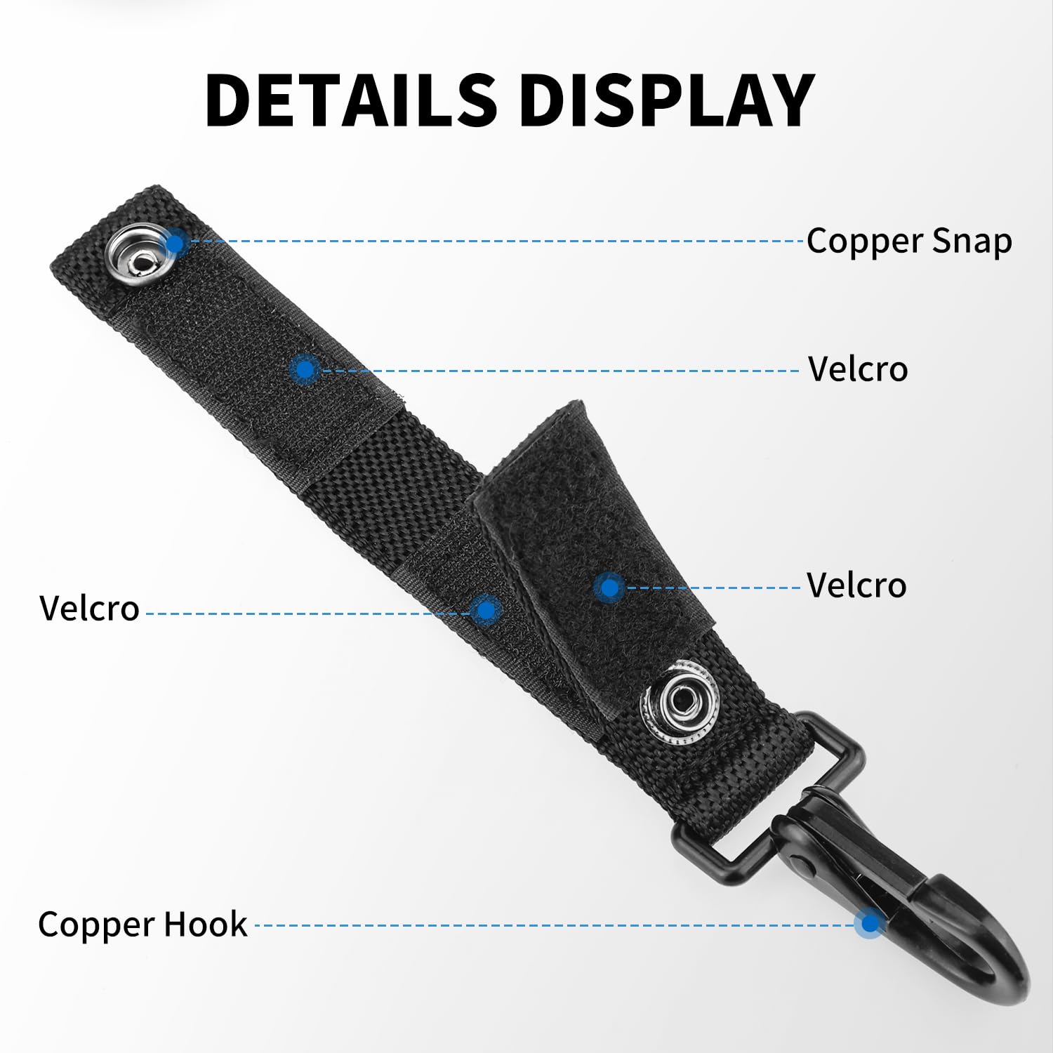 Ullnosoo Heavy Duty Belt Keeper Keychain Belt Clip, 2 Pack Key Ring Holder for Duty Belt, Nylon Molle Strap with Metal Snap for Up to 2¼