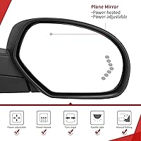 Vista 2 de YITAMOTOR Espejo de remolque del lado derecho del pasajero con calefacción eléctrica y vidrio ajustable a potencia, señal de giro de flecha LED