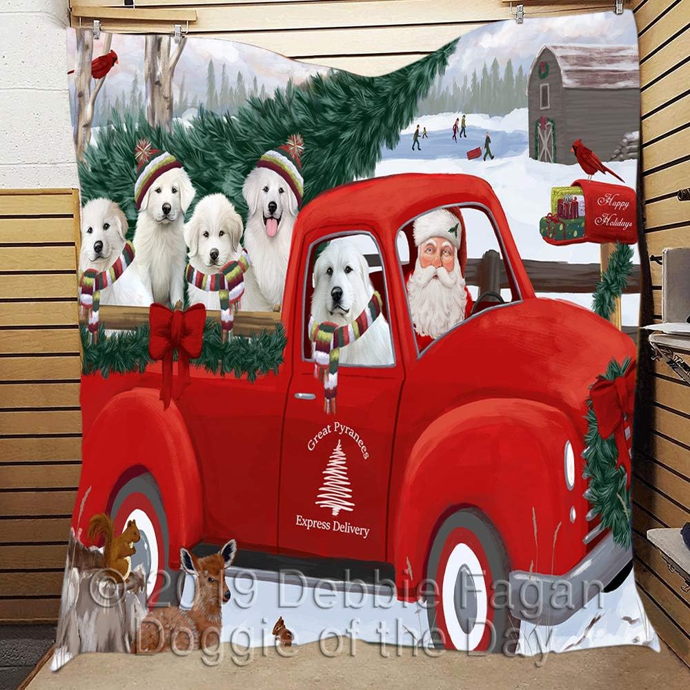 Pet Friendly Beach Great Pyrenee Dog Quilt Bed Coverlet Bedspread - Pets Comforter with Unique One-Side Animal Printing - Soft Lightweight Quilt - Washable 100% Polyester, 40"x50"