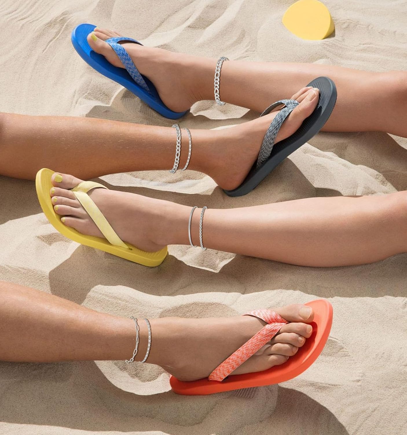 Tornito 8Pcs Ankle Bracelets for Women Stainless Steel Waterproof Layered Cuban Figaro Link Chain Rope Paperclip Herringbone Satellite Bead Anklets Set Summer Beach Jewelry Gold Silver Tone 8.5 Inch - Image 4