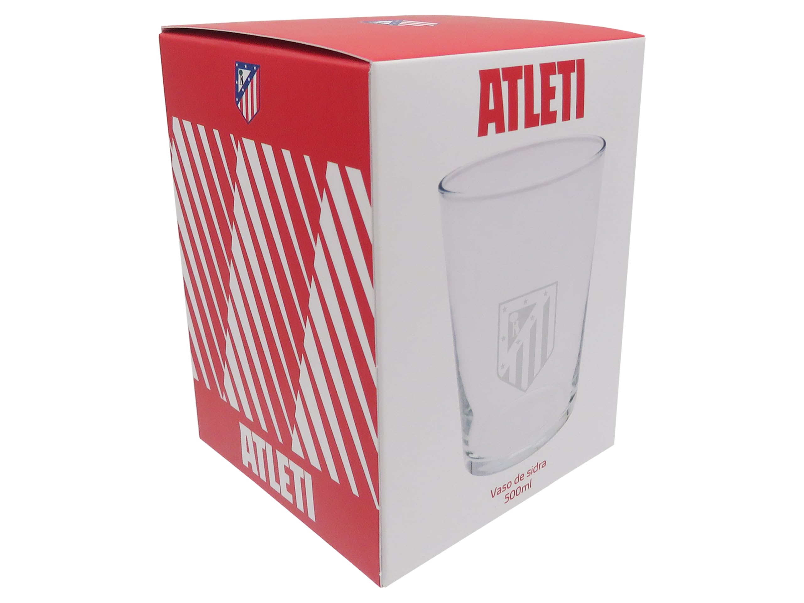 CyP Brands Atlético de Madrid, kieliszek do cydru, trwały, nadaje się do mycia w zmywarce i używania w kuchence mikrofalowej, pojemność 500 ml, oficjalny produkt