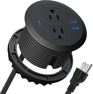 3-inch Desktop Power Grommet,PD20W USB-C,6.5ft Cord,Black | Fast Charging,Easy Install,Fits 3-1/8-in Hole,Flush Mount Desk Outlet,Desk Organizer,Home Office Essentials,ETL Listed
