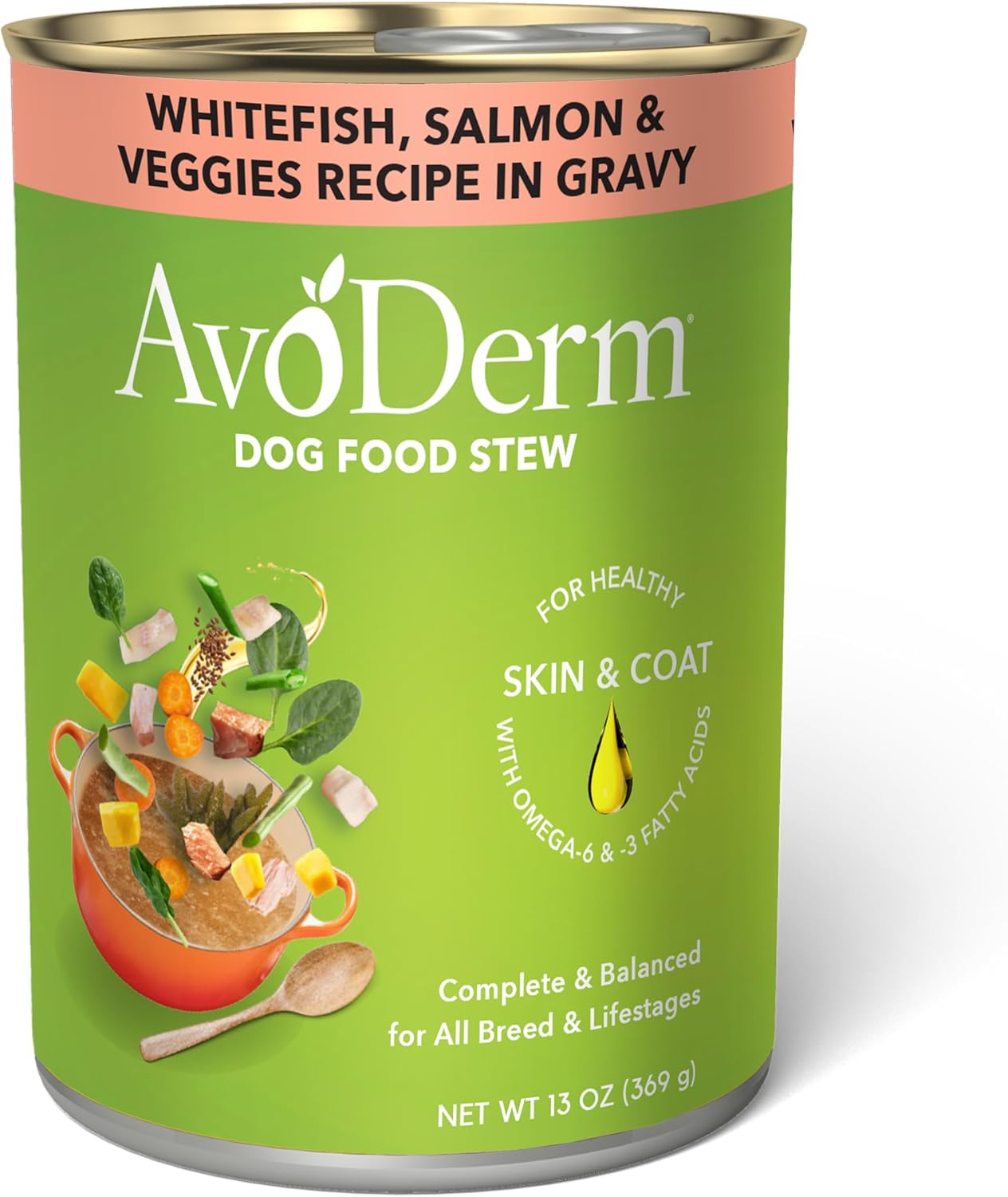 AvoDerm Whitefish & Salmon Stew for Dogs 13oz 12-can case