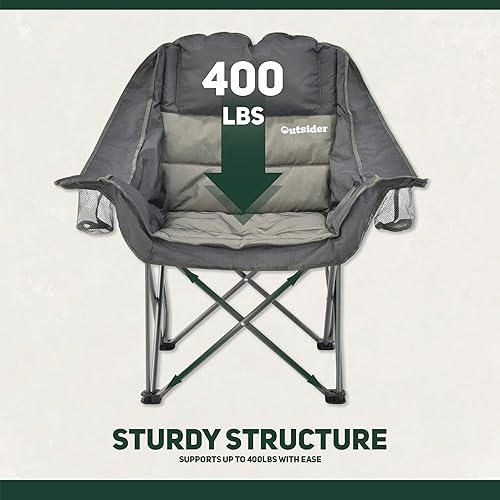 Miniatura 4 de OUTSIDER Silla de camping de gran tamaño, cómoda silla de salón acolchada,Silla plegable de campamento al aire libre, Balcón Lounge capacidad de 400
