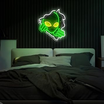 Alien Neon Signs for Wall Decor, LED Hanging Light Sign USB Powered Dimmable for Boys Girls Room Gameroom Wall Decor Party Holiday Birthday Gift(Alien)