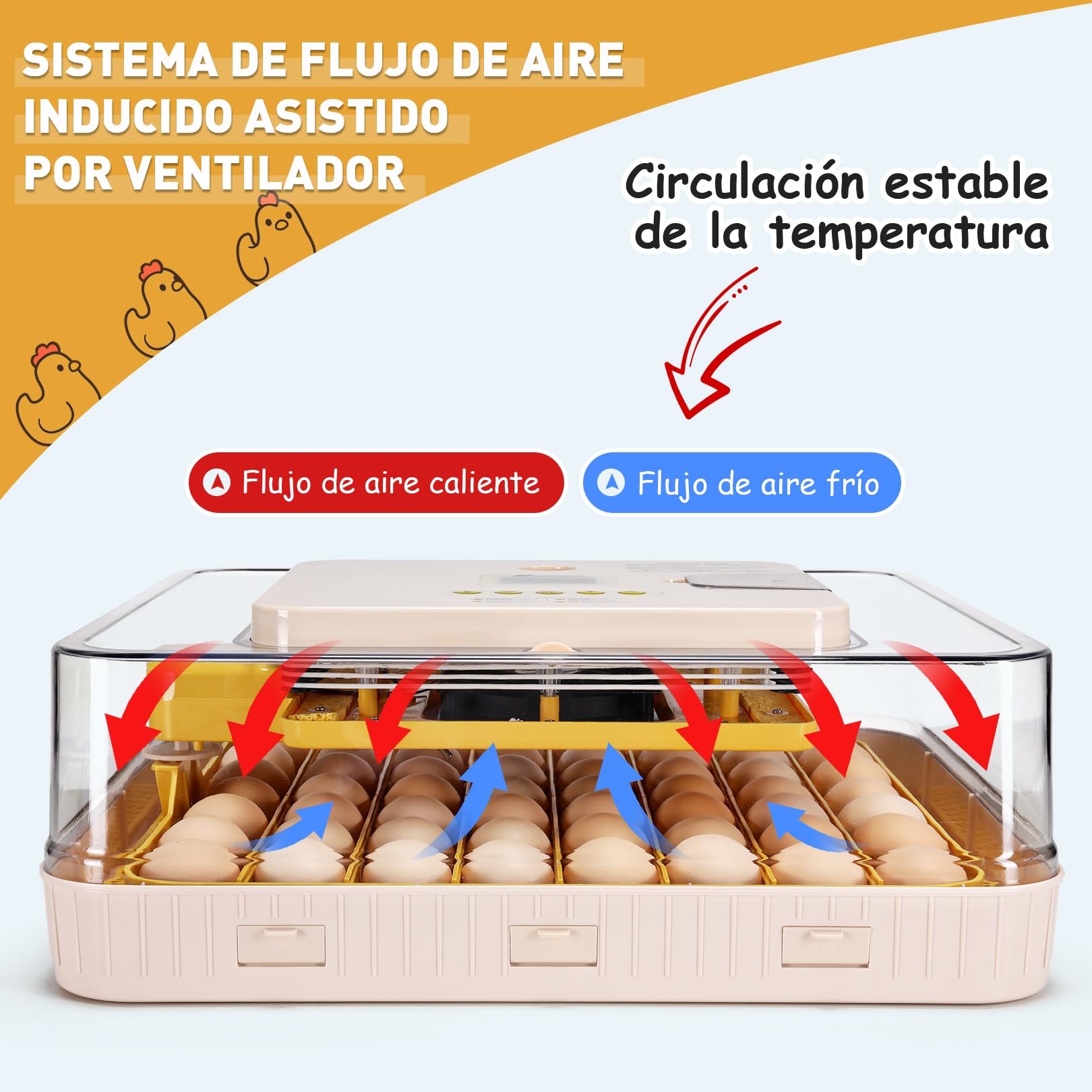 Sailnovo Incubadoras de Huevos Automaticas, Incubadora de 56 Huevos con Volteo Automático de Huevos y Humidificación automática, Incubadora para Huevos de Gallina, Codorniz, Pato, Blanco