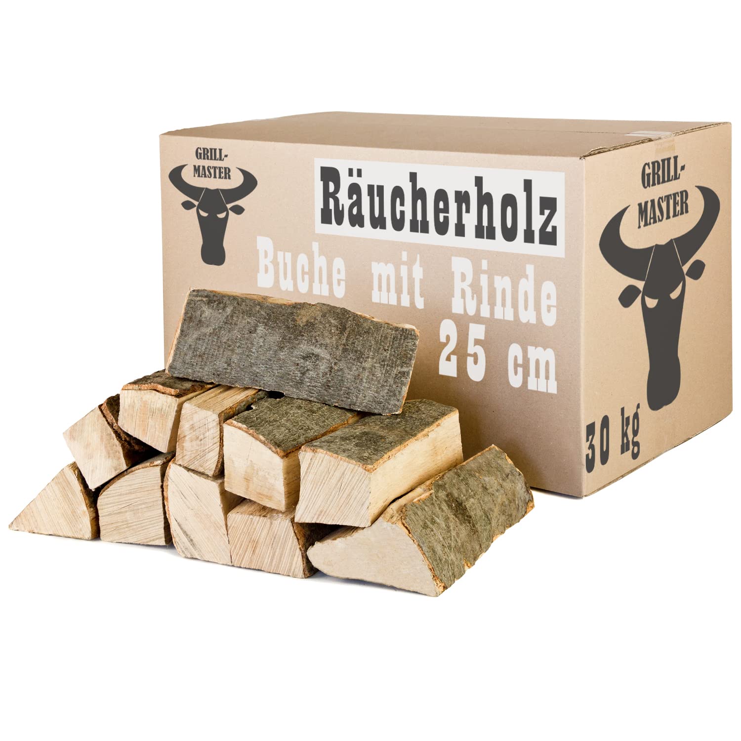 Buche Smoker Holz Räucherholz Brennholz 30kg Buchenholz kammergetrocknet 25 cm Kaminholz Smoke Feuerholz Grillen Wood BBQ Rauch Raeuchern Smokewood Grillmaster