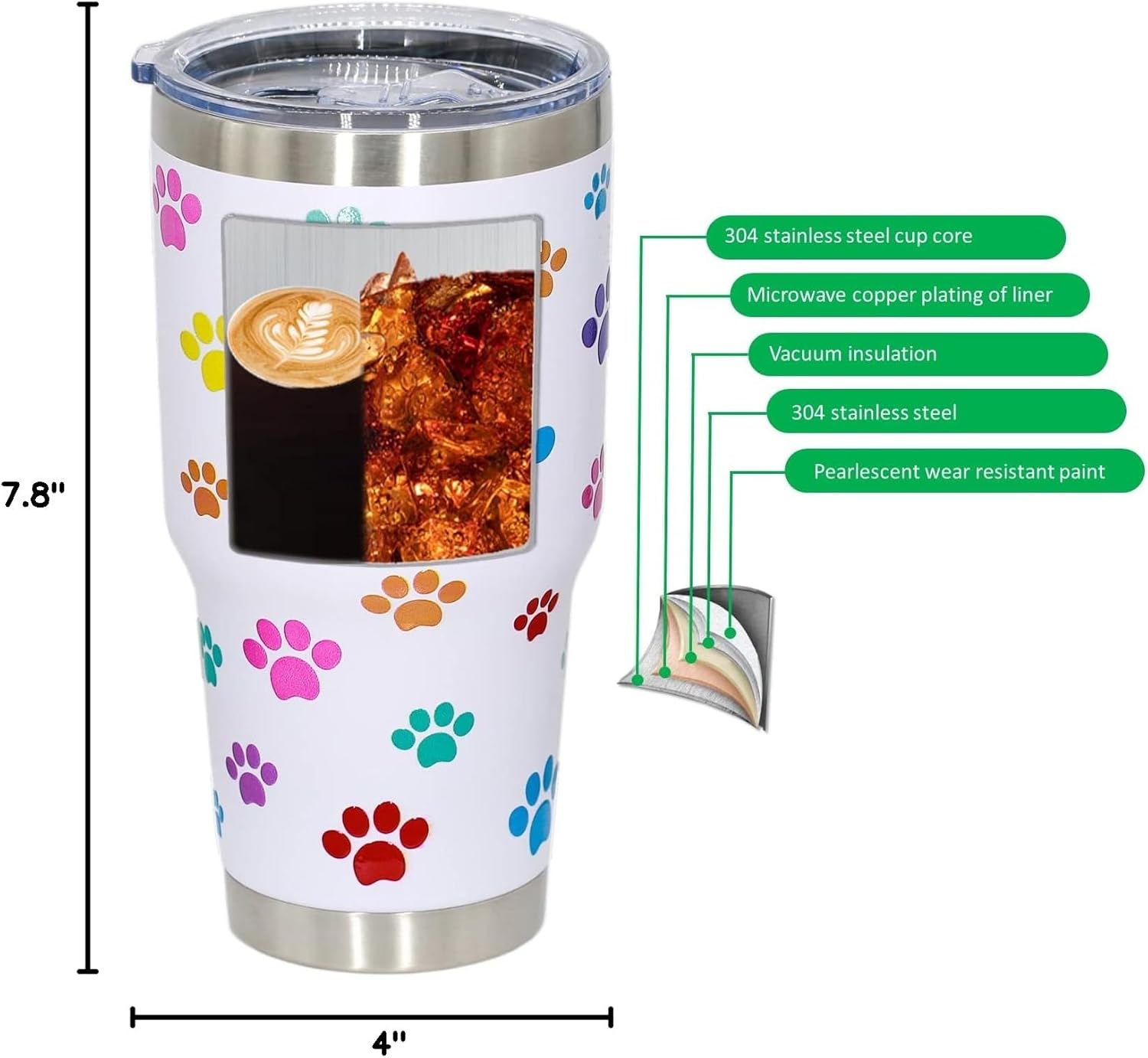 Dog Mom Tumbler Dog Lovers Gifts Stainless Steel Travel Coffee Mugs Paw Print Cups with Lid, Funny 30 OZ Insulated Tumblers Dog Mom Compound festival Gifts for Dog Lovers Women - Image 7