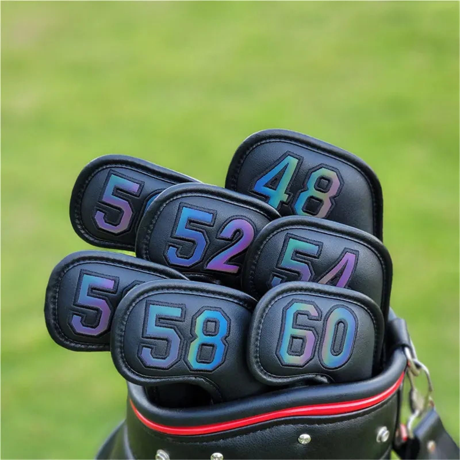 Fundas para Cabeza De Club De Golf Juego de Fundas for Cabeza Hierro for Golf, 10 Uds., Cubierta número 3-9, gradientes ASP Coloridos, Blanco, 7 Cuña o Individual