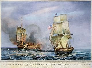 Uss Constitution Battle Nthe Engagement Between Uss Constitution And Hms Java In The South Atlantic 29 December 1812 American Lithograph 19Th Century Poster Print by (18 x 24)