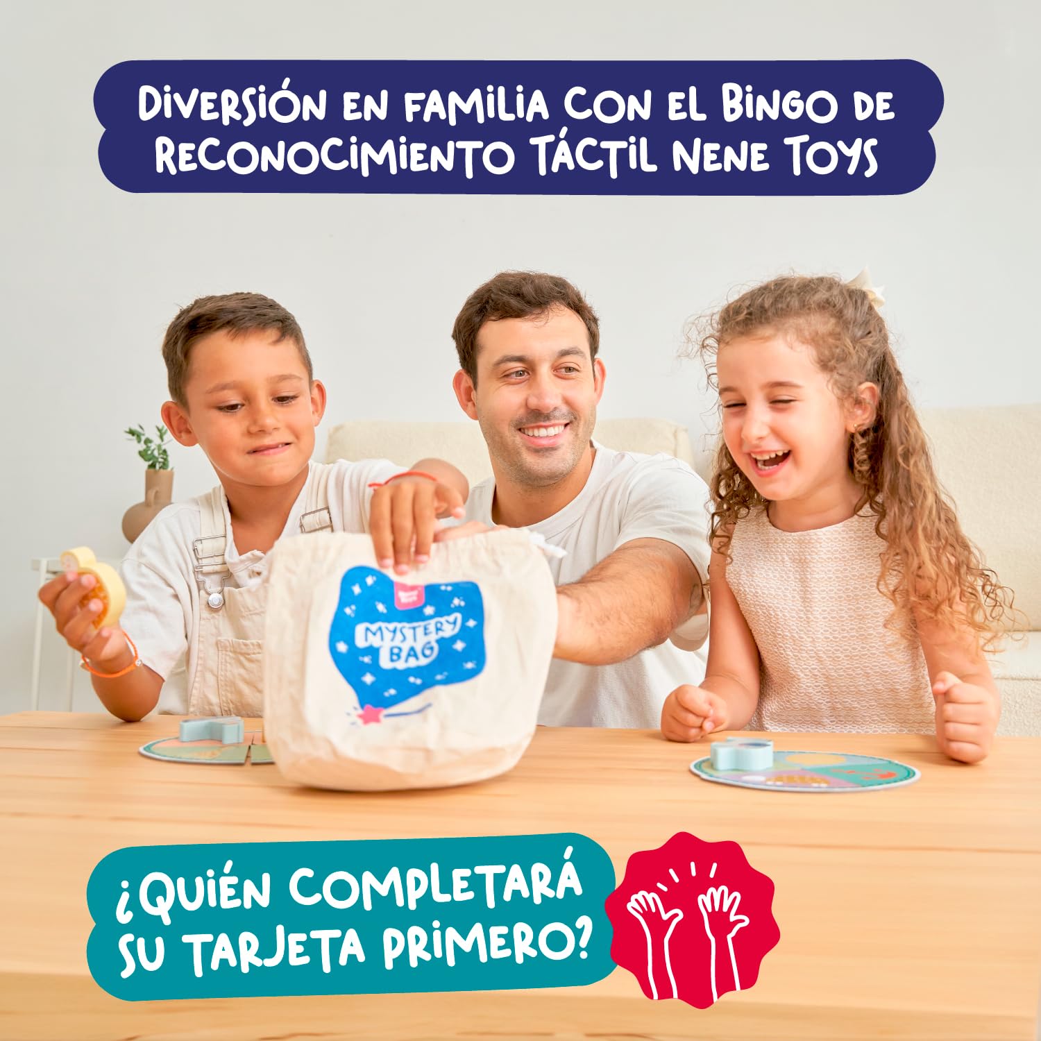Nene Toys Juego Bingo Táctil - Juego Sensorial de Estimulación Táctil y Motricidad Fina para Niños 3+ Años - Juego de Mesa Familiar Niños Niñas 3 4 5 años - Juguete de Madera Toca y Encuentra