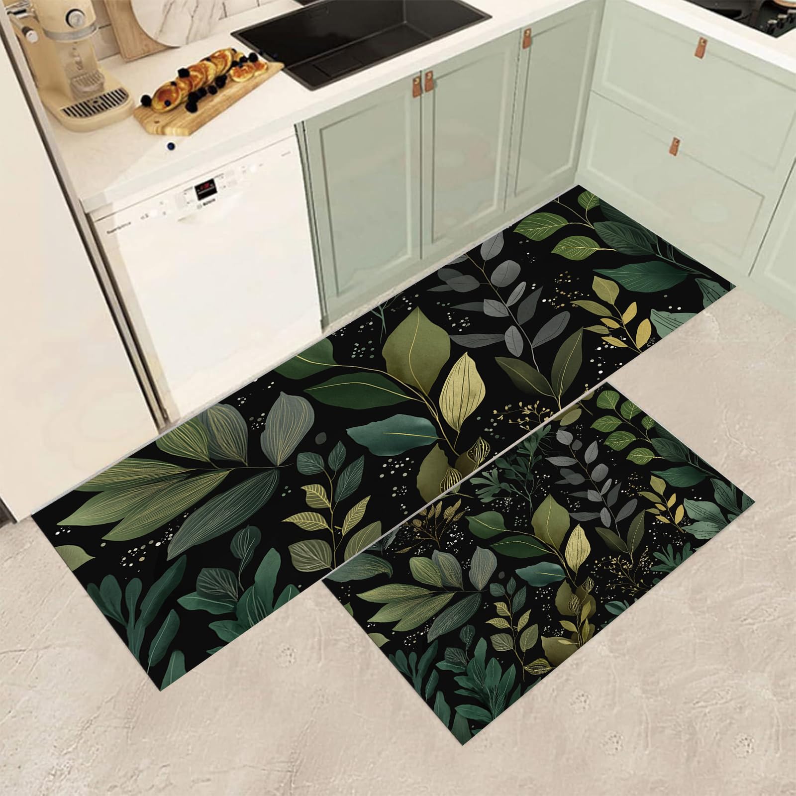 Evita resbalones con estas alfombras de cocina antideslizantes MGDIFYXAA de hojas verdes