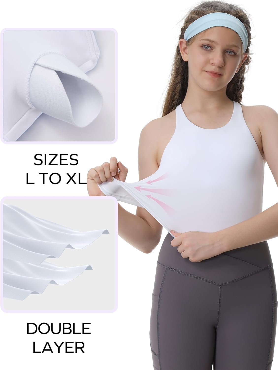 Ewedoos Girls Tank Tops Double Lined Crop Tops for Kids Sleeveless High Neck Racerback Dance Tops for Girls Athletic - Image 3