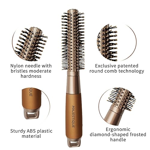 Miniatura 3 de Majestique Juego de cepillos de pelo con espejo ovalado y cepillo de pelo redondo con base de cojín cepillo redondo para un espejo de peinado