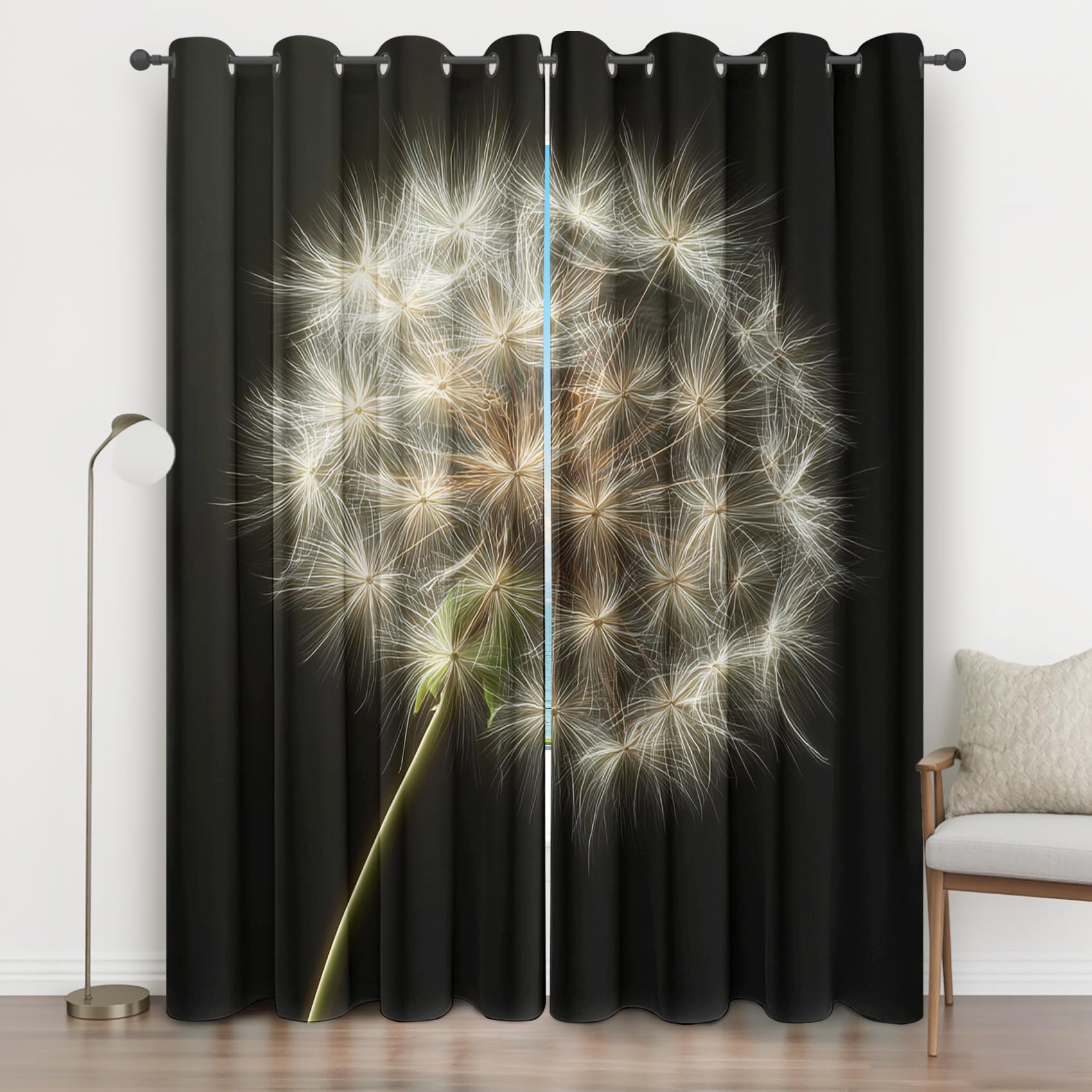 Rideau occultant anti froid et lumière motif plante pour grand salon