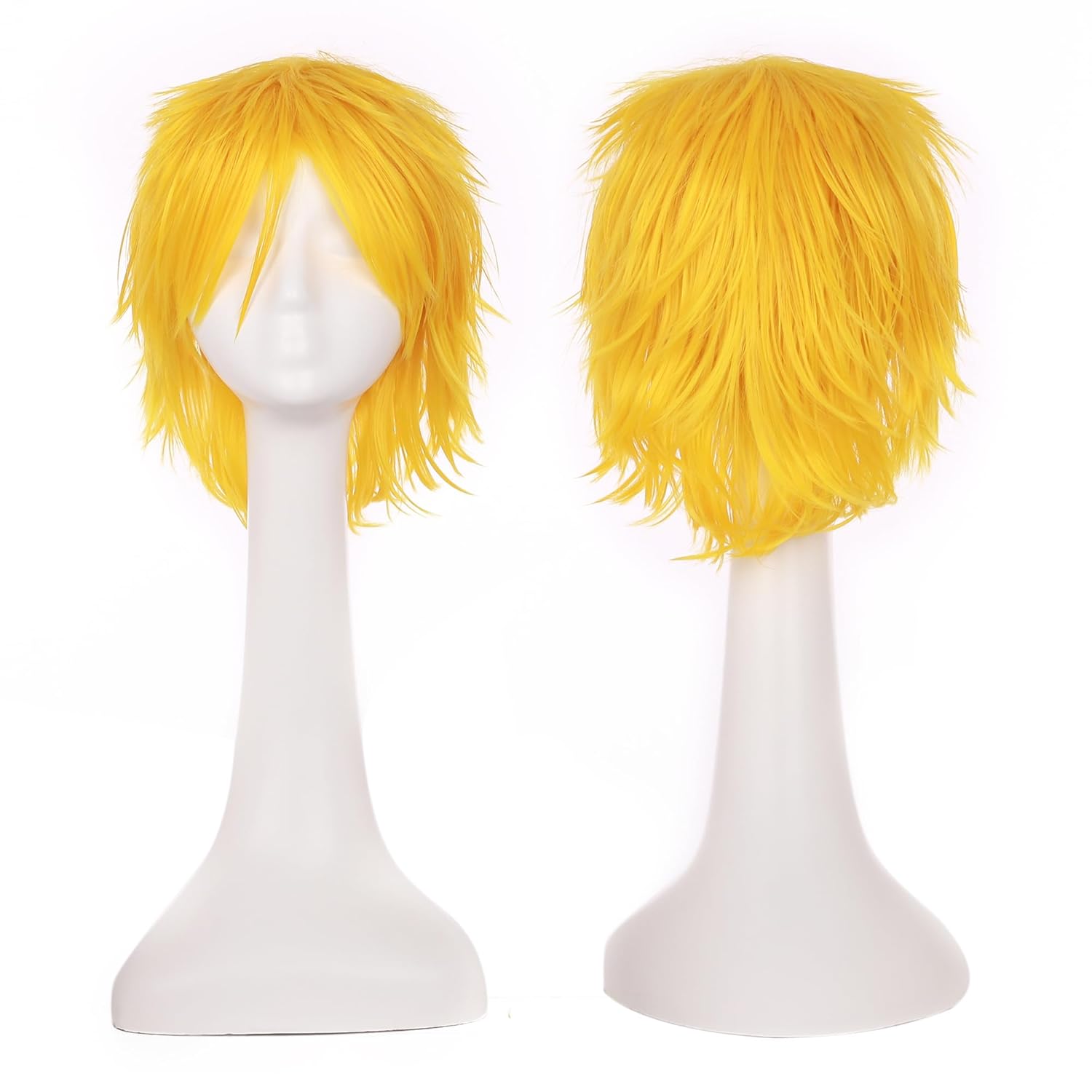 S-noilite Short Yellow Costume Wig Unisex Anime Wig Straight Synthetic Hair Full Wigs for Halloween Cosplay Comic Party Fancy Shaggy Style for Women Mens Male S-noilite Short Yellow Costume Wig Unisex Anime Wig Straight Synthetic Hair Full Wigs for Halloween Cosplay Comic Party Fancy Shaggy Style for Women Mens Male