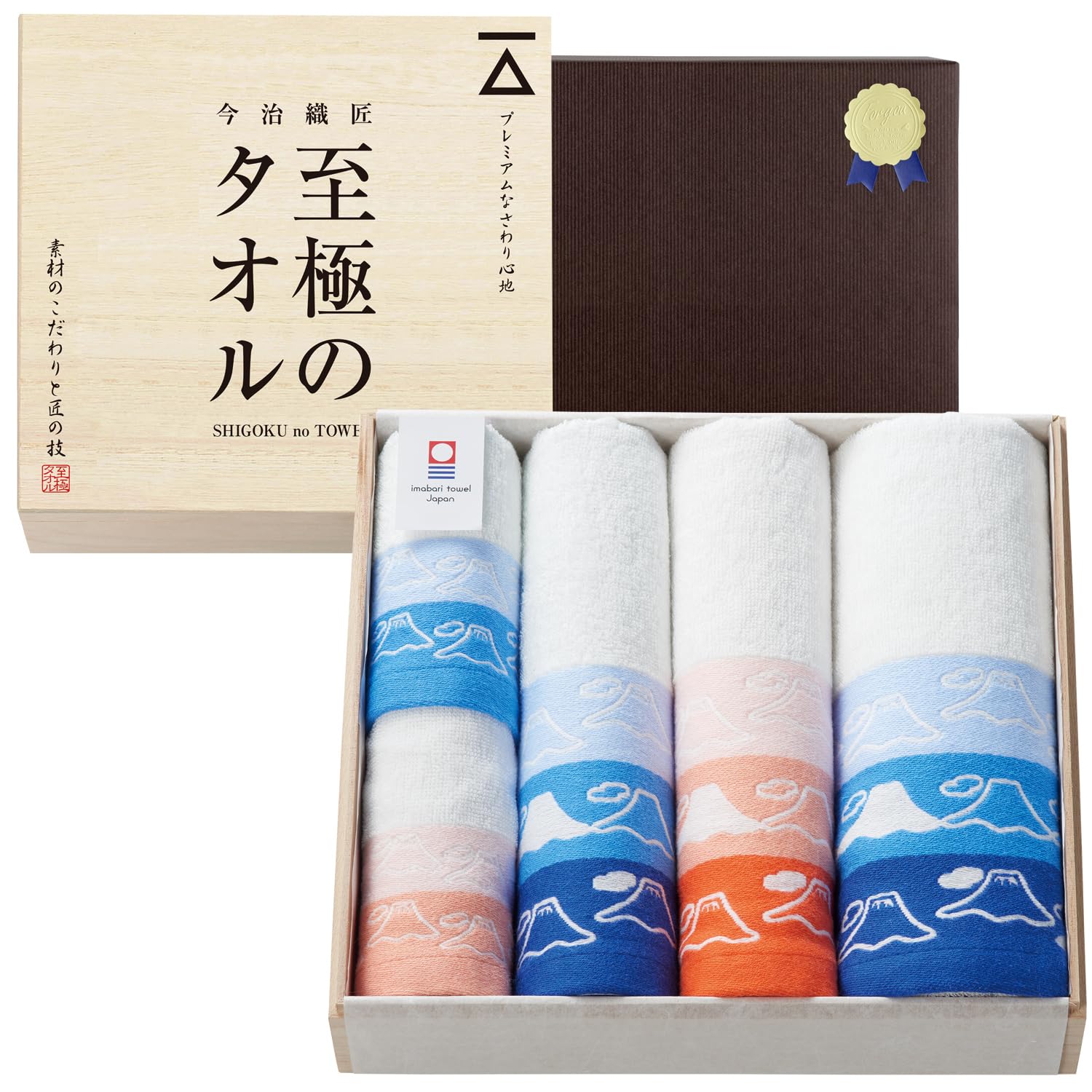 Dolce Duo Imabari Towel Mt Fuji 5pc Set Bath Face Hand Cotton Wooden Box