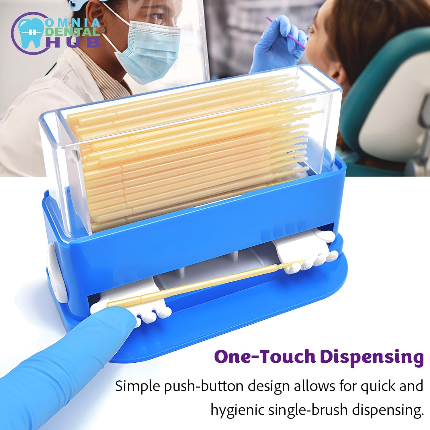 Omnia 1 Pcs Dental Micro Applicators Tip Brushes Dispenser with 4 Containers | Dental Micro Brush Holder Large Capacity Microbrush Dispenser