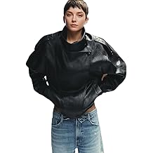 Leather Jacket Women Black Motorcycle Biker Jacket Asymmetric Zipper Classic Outerwear Coat for Women Outfits