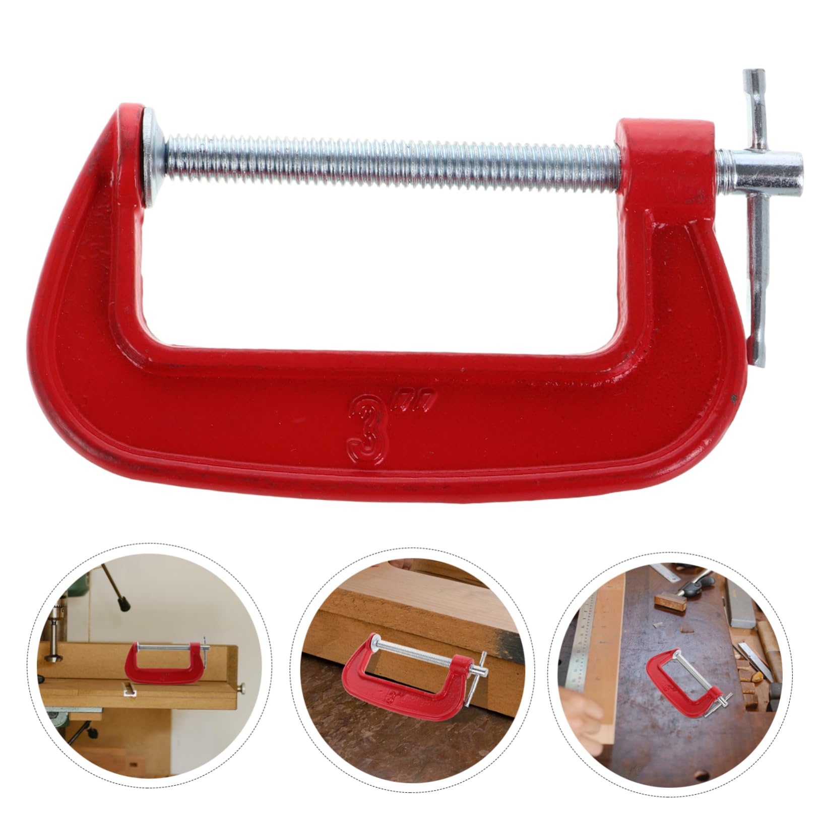 jojofuny 6pièces Jeu de Serre-joints C Ouverture de Mâchoire de Serre-joints Robustes Métal Rouge pour Travaux de Menuiserie Soudure et Fixation