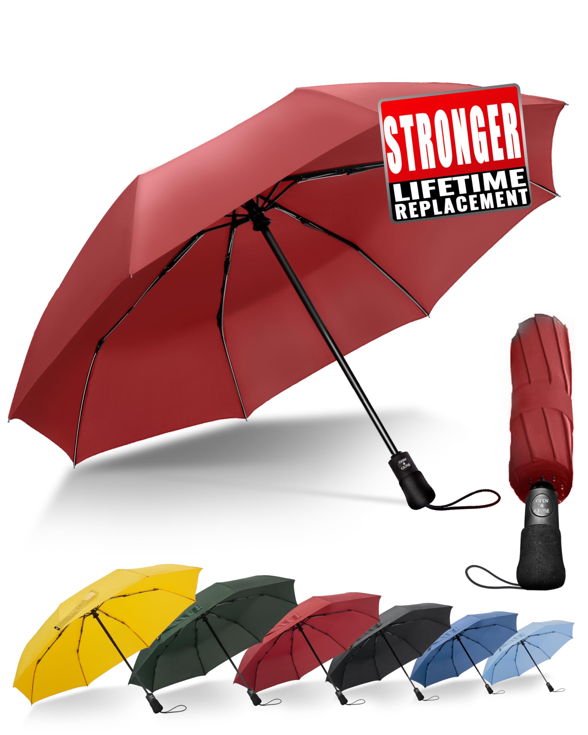 Chakipee Travel Compact Umbrella Windproof - Portable Automatic for Rain, Folding Umbrella for Men and Women, Portable 210T Fabric