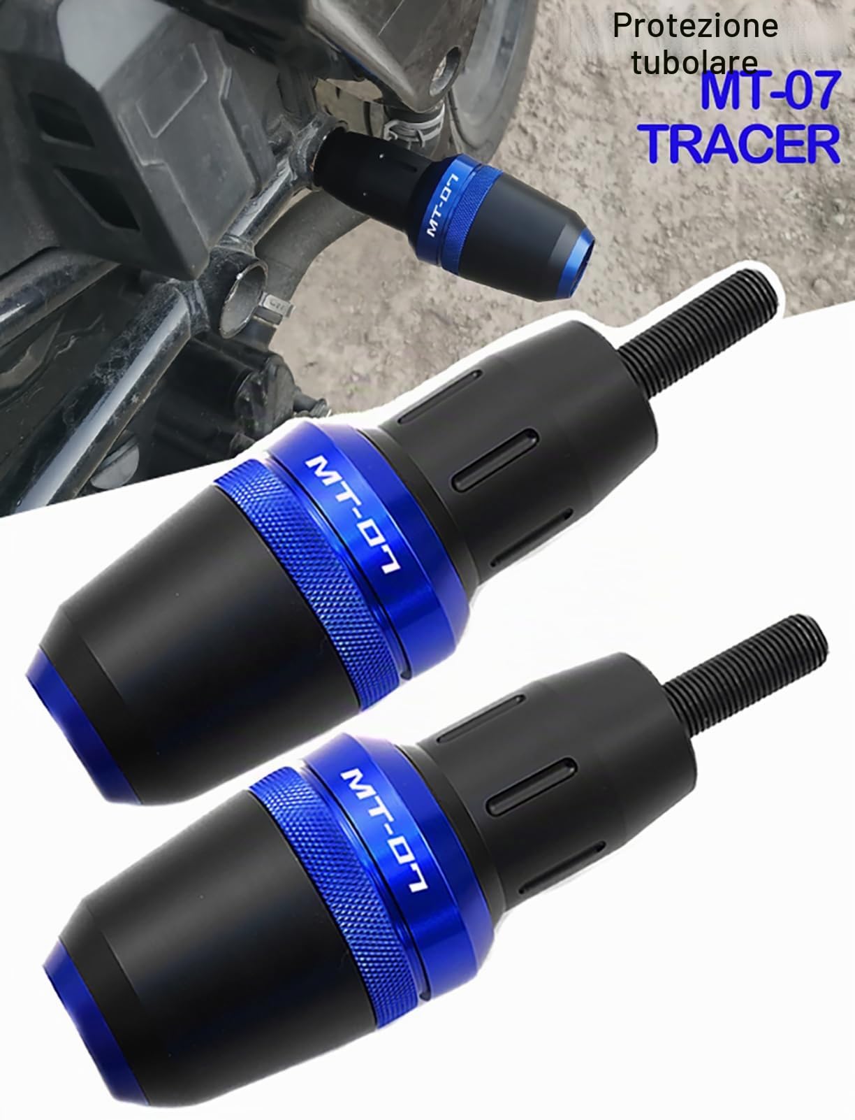 Tamponi Paratelaio Protezioni de Telaio Moto Accessori per Yamaha MT 07 MT07 2021 2022 2023 2024 MT-07 2014-2020 FZ07 TRACER 700 GT MT07 Protezione Anticaduta (Blu)