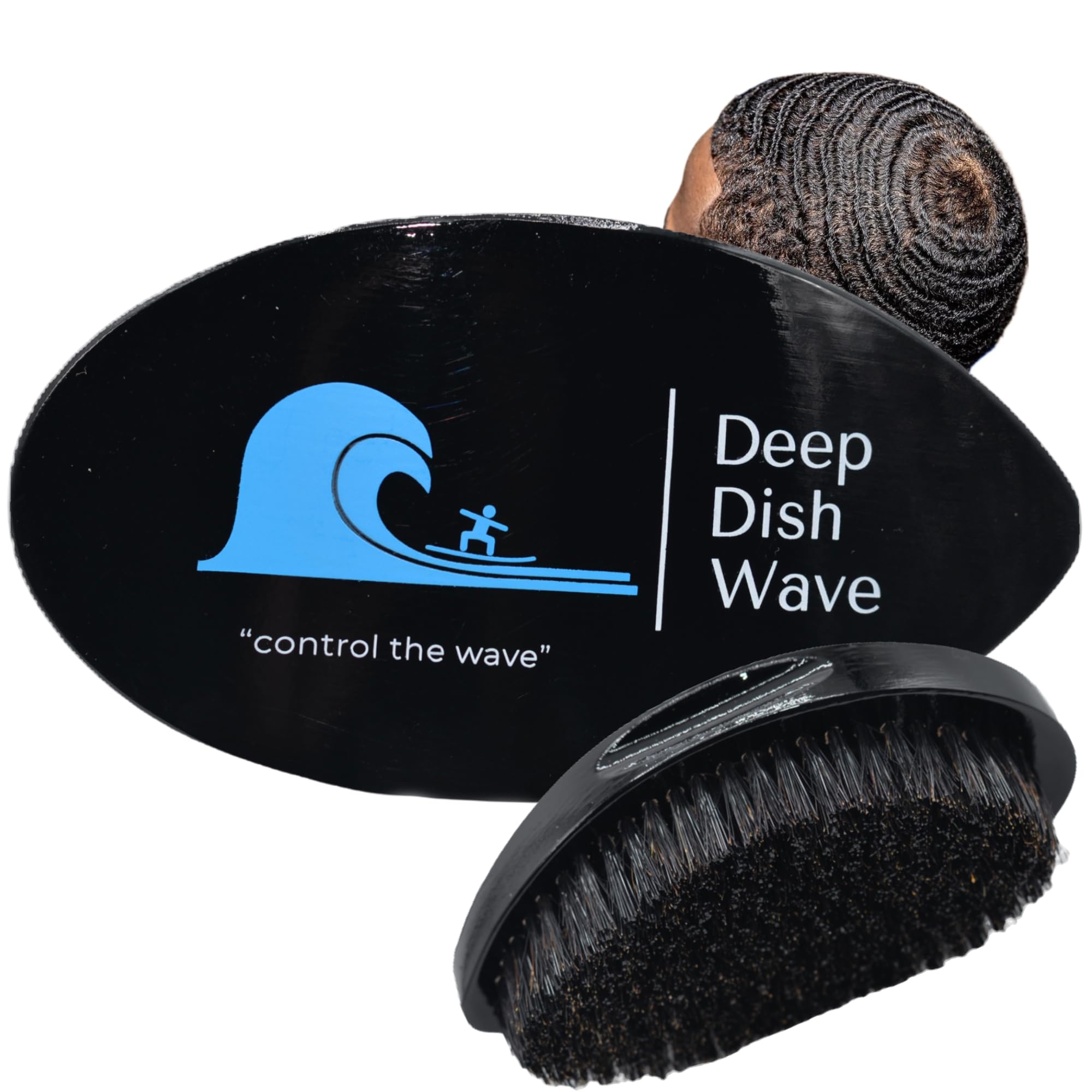 Deep Dish Wave Brush - 360 Wave Brush For Men - 360 Wave Training Crown Medium Black