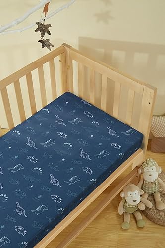 Miniatura 5 de Dreamology Sábana bajera ajustable para cuna de bebé, jersey de punto 100% algodón, se ajusta a colchones estándar para cuna, sábana bajera para