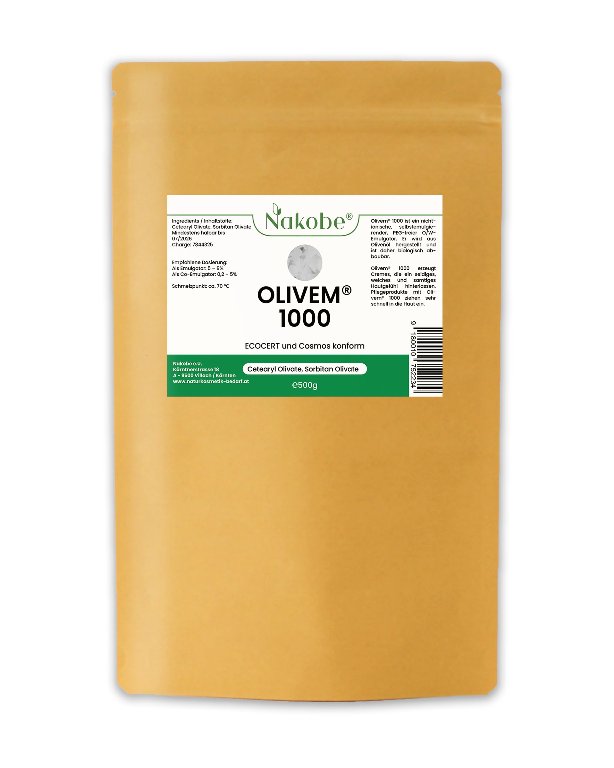 Olivem 1000, 500g, Emulgator, Konsistenzgeber, PEG-frei (500g)