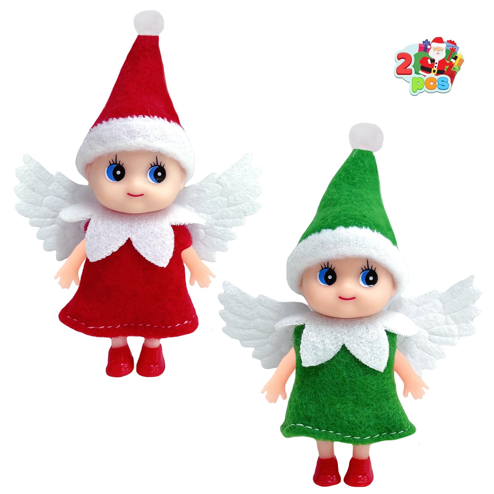 2pcs Christmas Elf Baby Mini Dolls,Christmas Baby Elves Twins Cute Little Elfs,Naughty Tiny Baby Elf Doll Novelty Toys Christmas Tradition Small Dolls for Girls Boys Kids Gift Xmas Stocking Stuffers