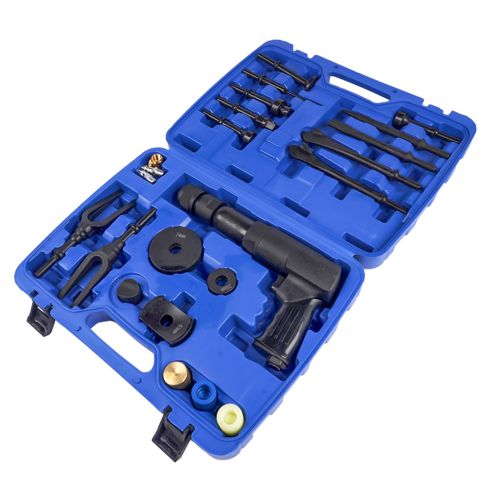 Martillo neumático astillador con kit de 19 accesorios - Martillo neumático versátil y resistente, kit de astillado incluido Hopzty