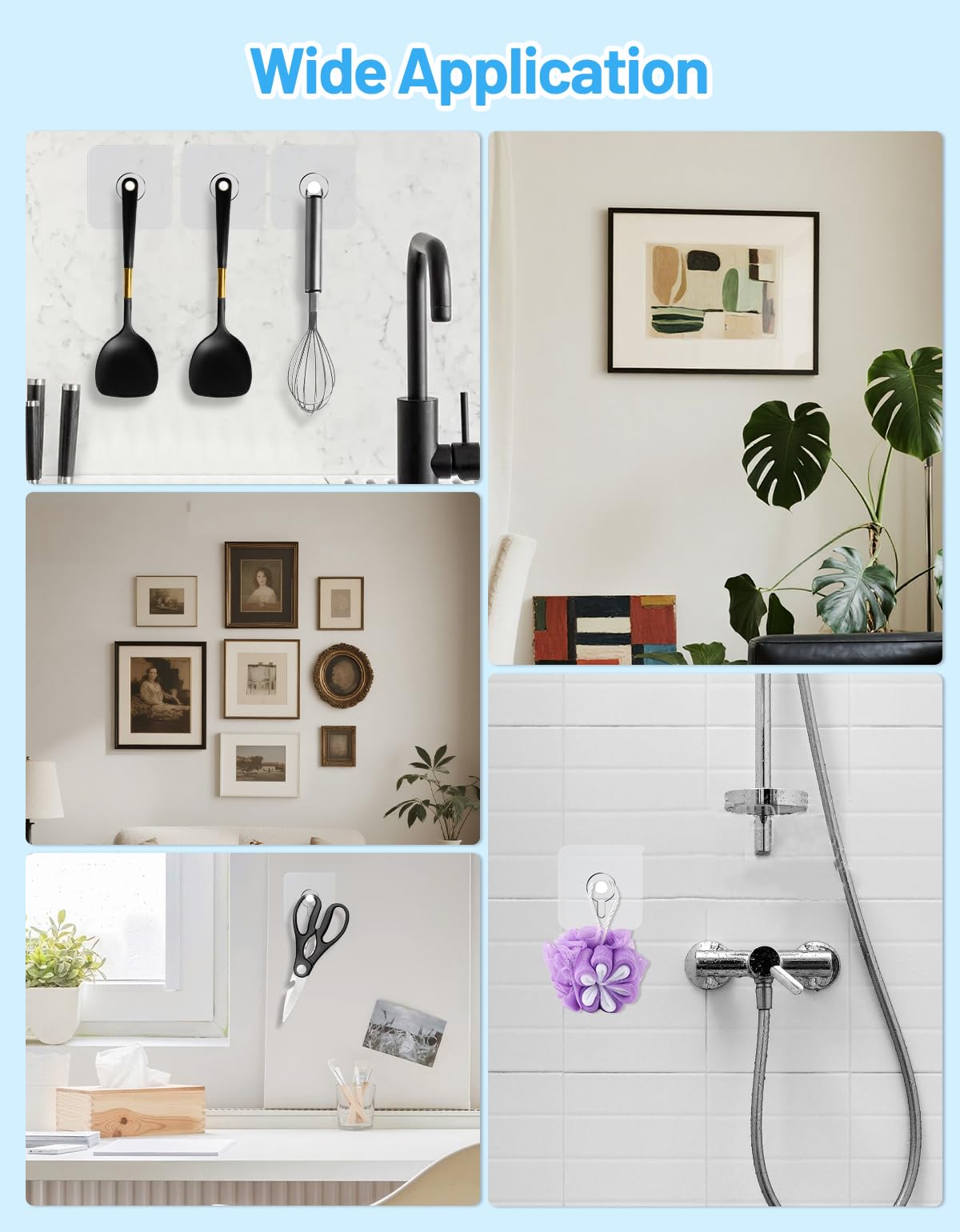 12 Pcs Picture Hangers without Nails 20 Ibs Load Heavy Duty Self Picture Hanging Hooks for Hanging Waterproof — view 7