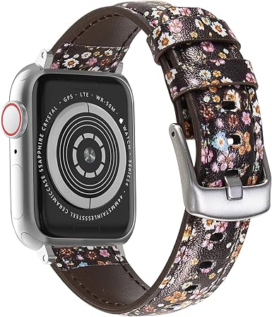Amazon.com: Compatible with Apple Watch Band 45mm 44mm 42mm 41mm 40mm 38mm,  Genuine Leather Bands Replacement Strap for iWatch SE Series 7 6 5 4 3 2 1  : Celulares y Accesorios
