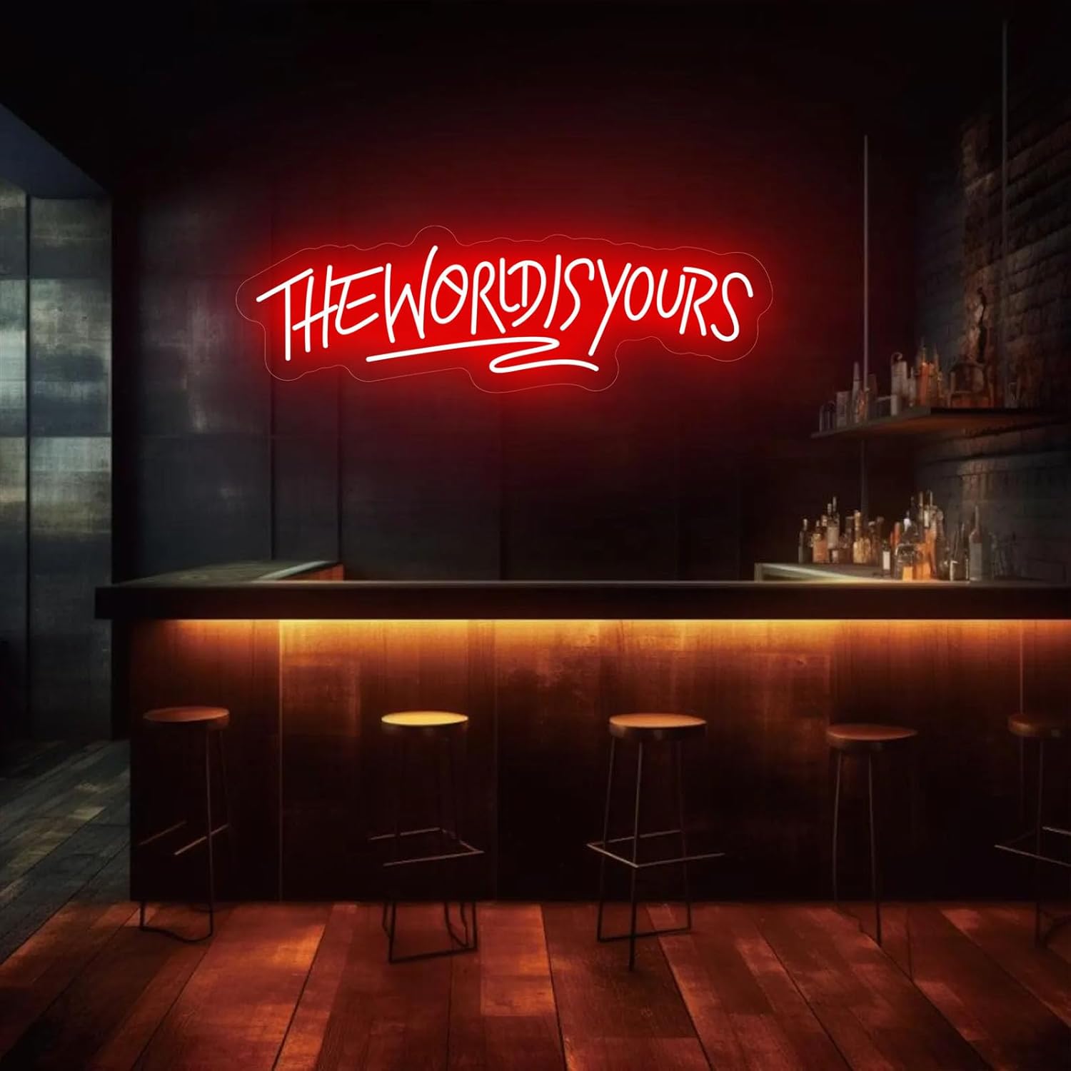 The World Is Yours Neon Sign for Wall Decor USB Power Dimmable LED Light Signs for Bedroom Game Room Mens Cave Beer Bar Wedding Birthday Empowering Party Letters Neon Light Up Sign For Office Graduation Birthday Gift for Women Man Teens - Image 7