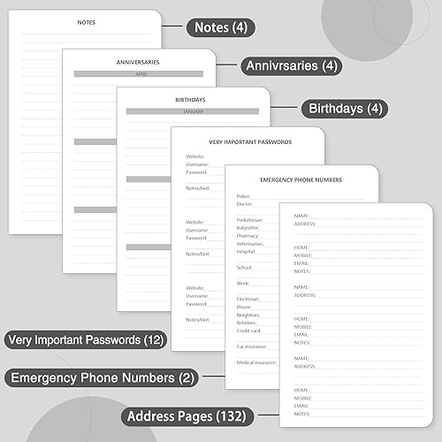Miniatura 4 de Libreta de direcciones con pestañas alfabéticas, libro de contraseñas de tapa dura, organizador de direcciones para mantener un registro de números