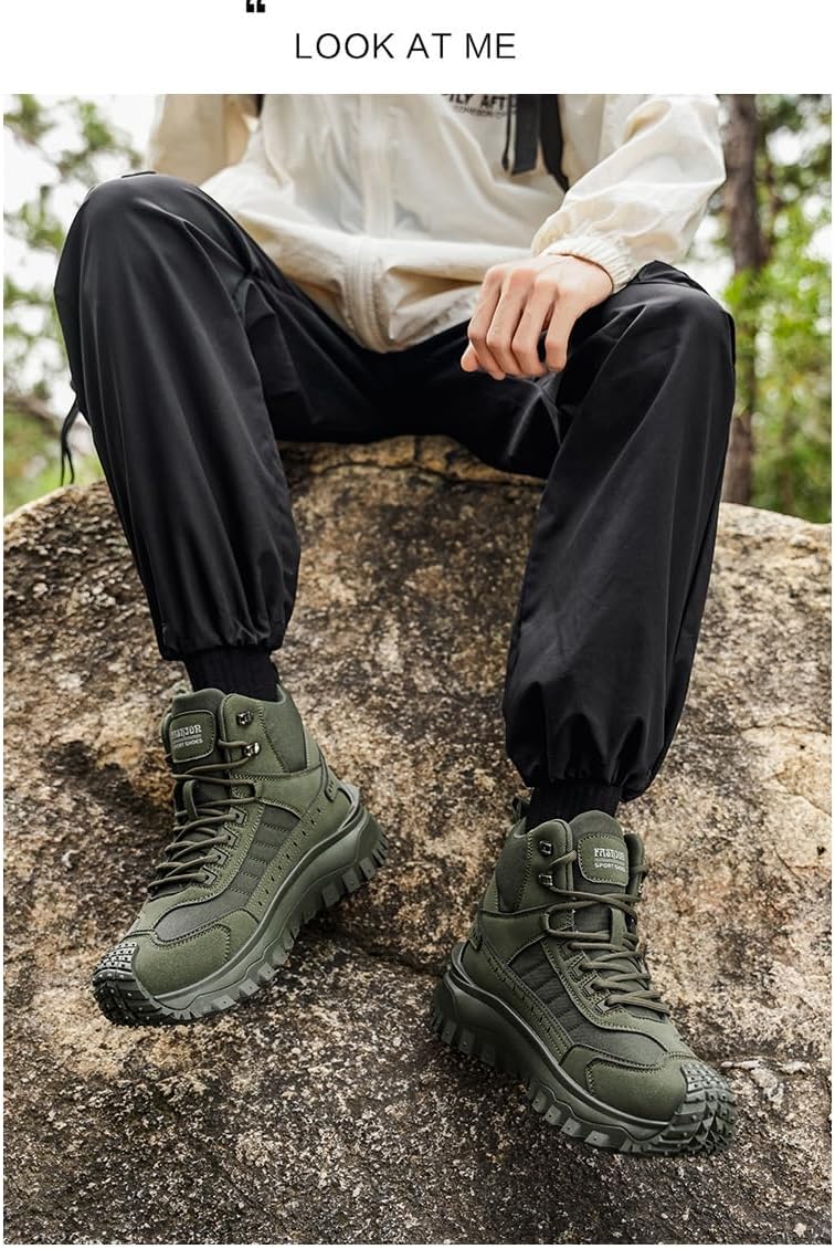 Men's work boots, breathable and lightweight, with anti-slip rubber soles, suitable for outdoor activities, camping and mountain climbing.