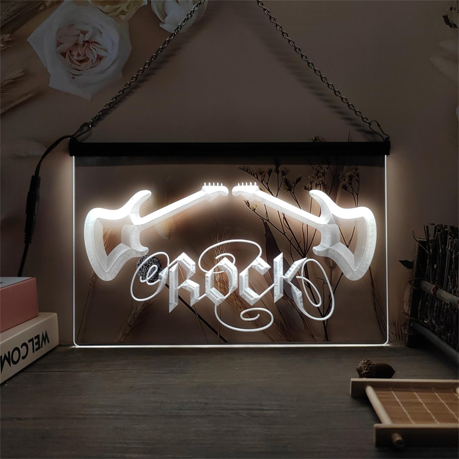 Amazon.co.jp: ロックLEDネオンライト、ギターバンドネオンライト壁