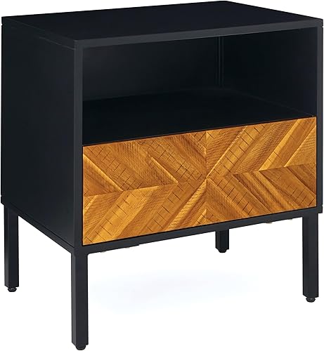 Miniatura 35 de Bme Lyra Mesita de noche, mesa auxiliar de madera maciza, fácil montaje, con 2 cajones de almacenamiento para sala de estar y dormitorio, moderna de