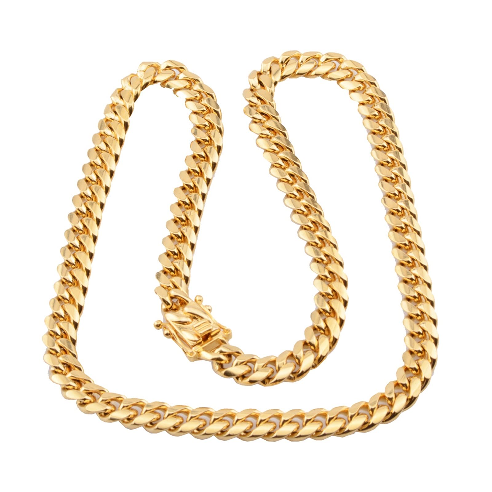 Collana Uomo Oro Collana Catena Inox Collana Donna Lunga, Catena Oro 46-76cm, Catena a Maglia Cubana in Acciaio 12mm