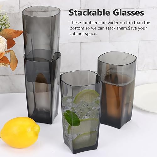 Miniatura 9 de Topsky Vasos de agua de plástico de 20 onzas, juego de 8 vasos transparentes irrompibles de acrílico transparente reutilizable para jugo para fiesta