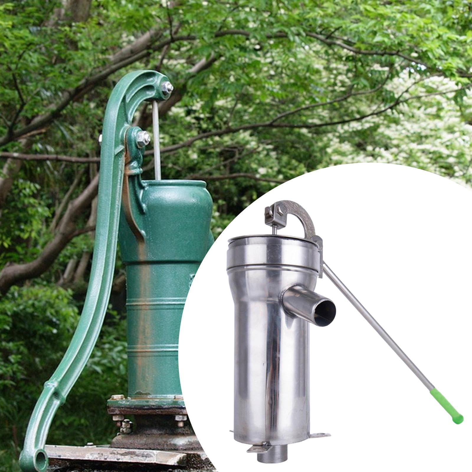 Pompe à Eau Manuelle pour Puits, Puits Manuel Pompe En Acier Inoxydable pour 10m de Puits de Profondeur Pompe D'aspiration avec Poignée Ergonomique Les étangs En Eau, pour Extérieur, Maison, Jardin