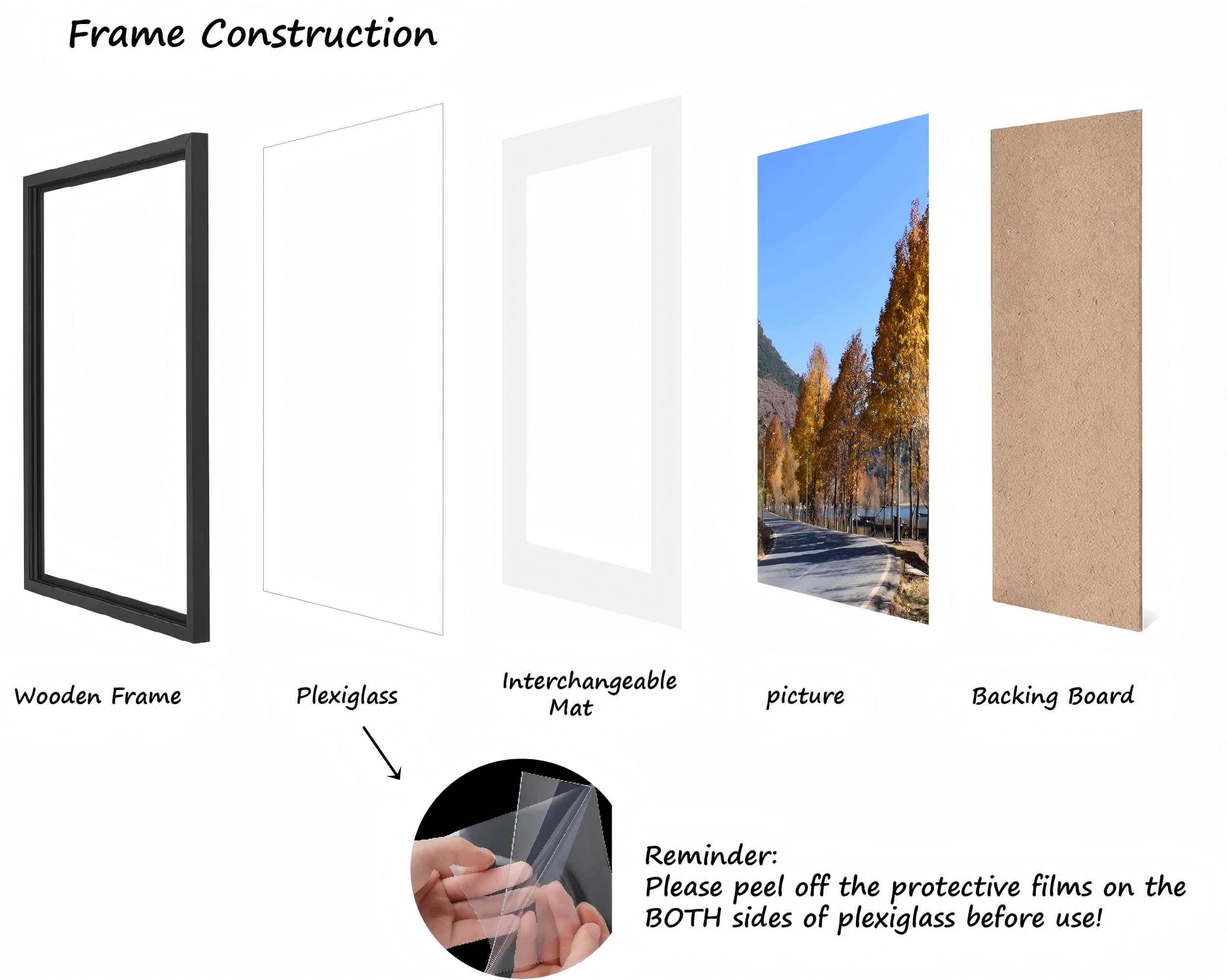 Szyeequoo Black A3 Picture Frame 2 Pack, Photo Frames with A4 Mat, Acrylic Front Safer Than Glass - Image 4