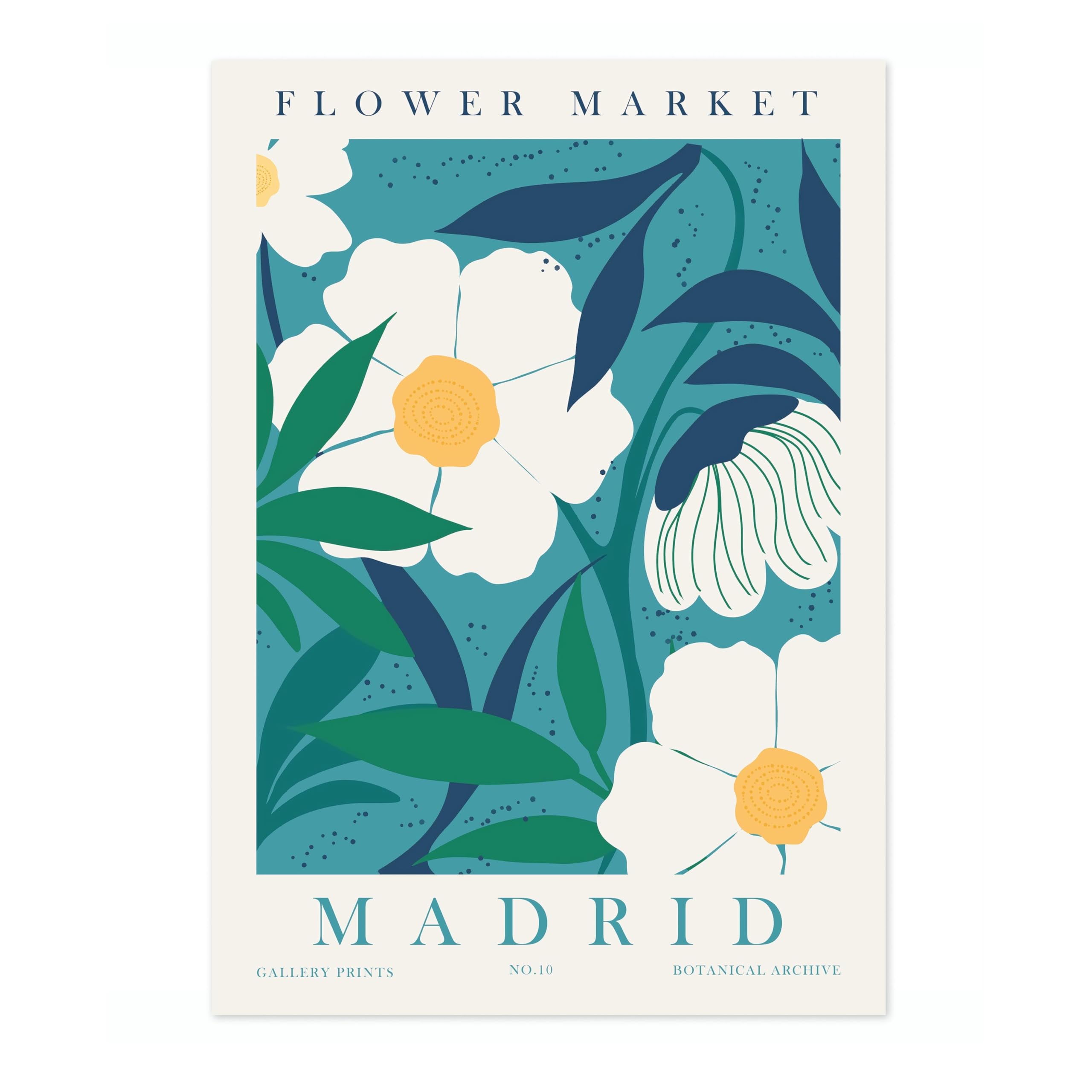 Madrid Flower Market Flower Market Poster Floral Wall Decor Print Abstract Colourful Minimalist Travel Bedroom Art, Archival Matte, A3 (Print Only) - 42x29.7cm — image 1