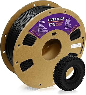 OVERTURE TPU Filament 1.75mm Flexible TPU Roll, 95A Soft 3D Printer Filament, 1kg Spool (2.2 lbs), Dimensional Accuracy +/- 0.03 mm (TPU Black)