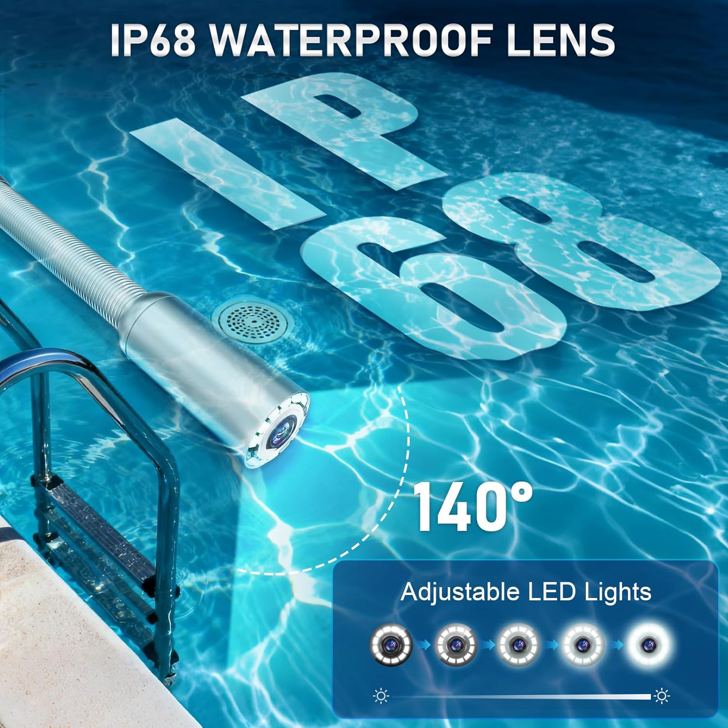 Sewer Camera with 512Hz Transmitter, Self-Leveling Drain Camera 100ft with Meter Counter, 9" HD Plumbing Camera Snake with 12 LED Lights, 5100mAh Battery, IP68 Waterproof, 32GB DVR for Pipe Inspection