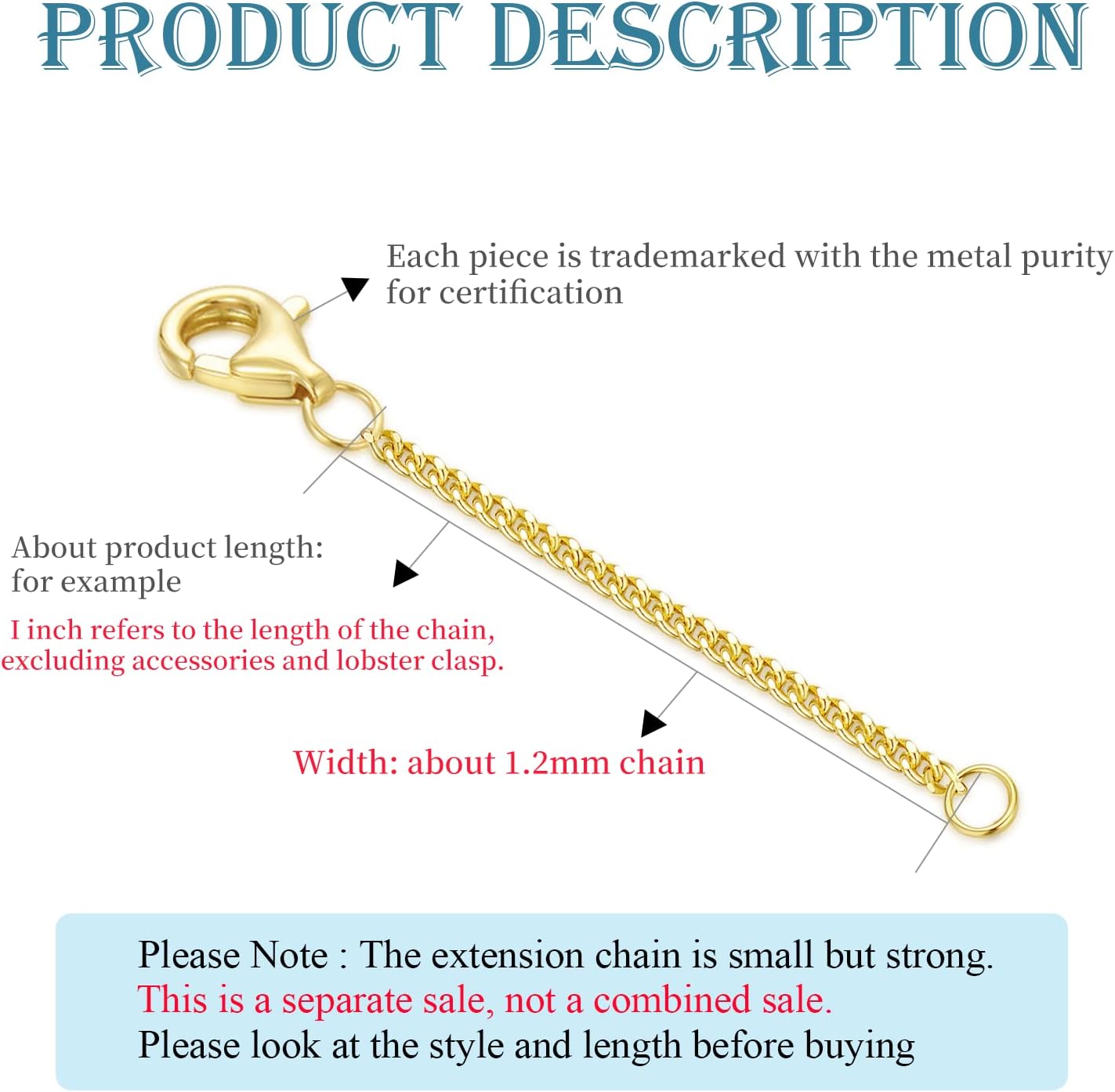 10k 14k Real Gold 1"/1.5"/2"/2.5"/3"/4"/5" Necklace Extender, Necklace Bracelet Extender Chain, Durable Gold Extender Chain, Adjustable Extension Chain for Necklace Bracelet Anklet